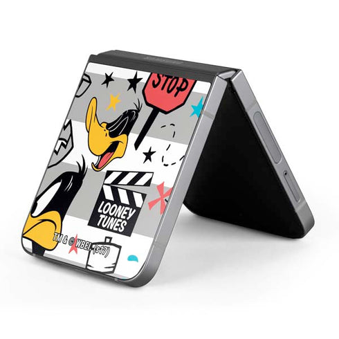 Looney Tunes Daffy Duck Striped Patches Galaxy Z Flip6 Skin