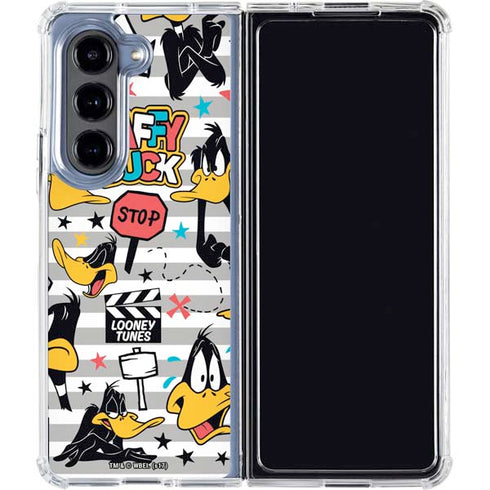 Looney Tunes Daffy Duck Striped Patches Galaxy Z Fold5 5G Clear Case