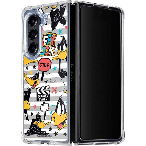 Looney Tunes Daffy Duck Striped Patches Galaxy Z Fold5 5G Clear Case