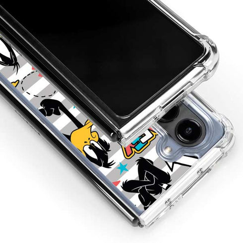 Looney Tunes Daffy Duck Striped Patches Galaxy Z Fold5 5G Clear Case