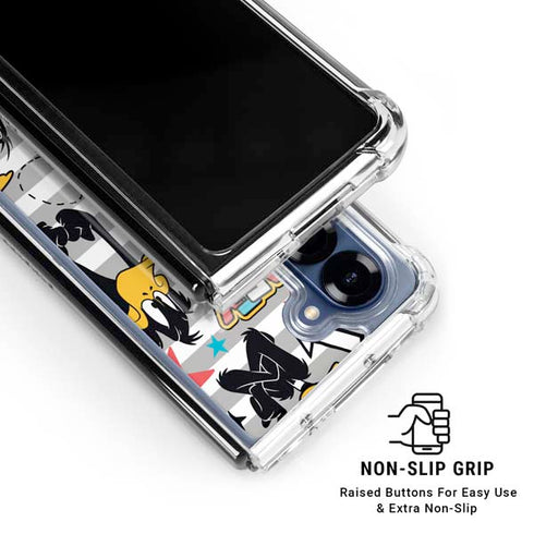 Looney Tunes Daffy Duck Striped Patches Galaxy Z Fold6 Clear Case
