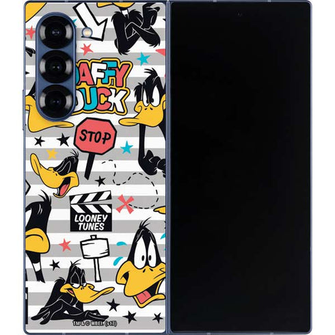 Looney Tunes Daffy Duck Striped Patches Galaxy Z Fold6 Skin