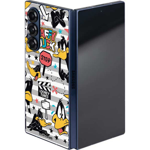 Looney Tunes Daffy Duck Striped Patches Galaxy Z Fold6 Skin