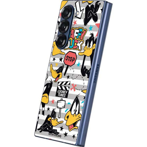 Looney Tunes Daffy Duck Striped Patches Galaxy Z Fold6 Skin