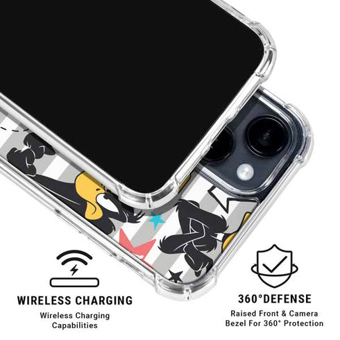 Looney Tunes Daffy Duck Striped Patches iPhone 15 Clear Case