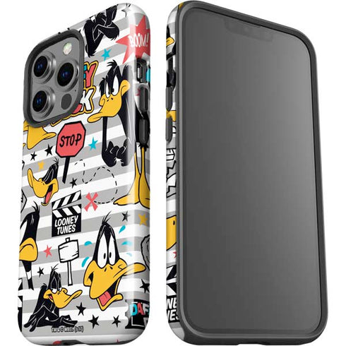Looney Tunes Daffy Duck Striped Patches iPhone 15 Pro Impact Case