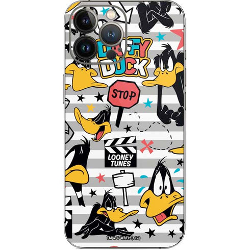 Looney Tunes Daffy Duck Striped Patches iPhone 15 Pro Max Skin