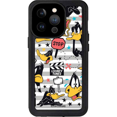Looney Tunes Daffy Duck Striped Patches iPhone 15 Pro Waterproof Case