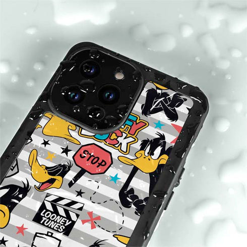 Looney Tunes Daffy Duck Striped Patches iPhone 15 Pro Waterproof Case