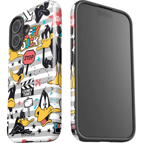 Looney Tunes Daffy Duck Striped Patches iPhone 16 Impact Case