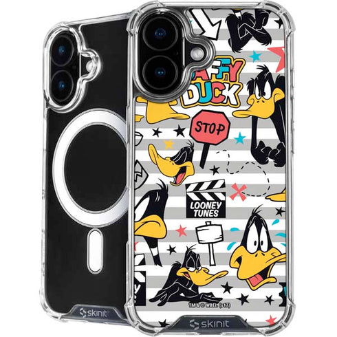 Looney Tunes Daffy Duck Striped Patches iPhone 16 MagSafe Case