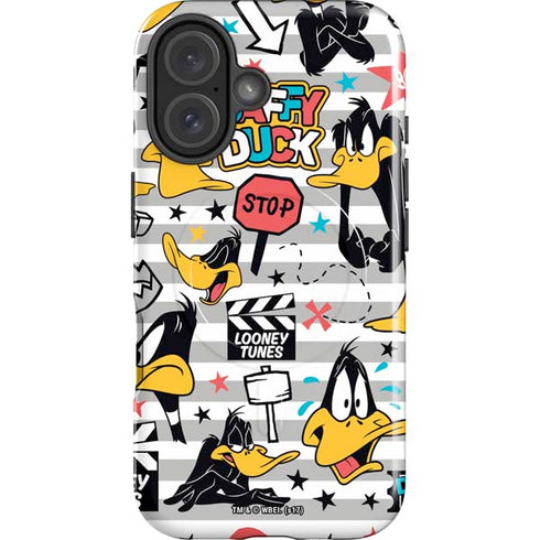Looney Tunes Daffy Duck Striped Patches iPhone 16 Plus Magsafe Impact Case