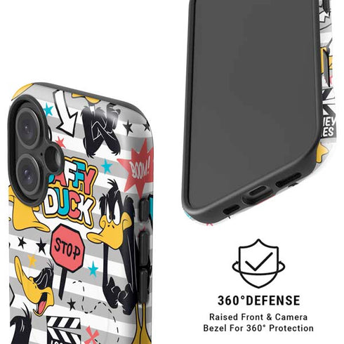 Looney Tunes Daffy Duck Striped Patches iPhone 16 Plus Magsafe Impact Case