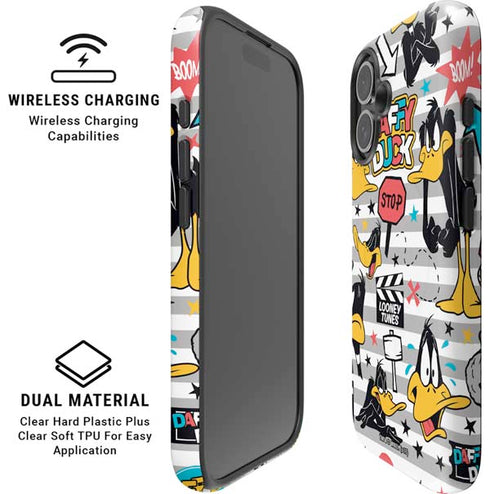 Looney Tunes Daffy Duck Striped Patches iPhone 16 Plus Magsafe Impact Case
