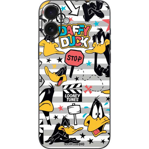 Looney Tunes Daffy Duck Striped Patches iPhone 16 Plus Skin