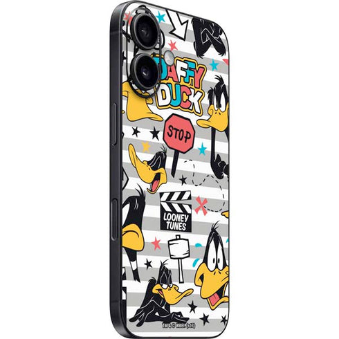Looney Tunes Daffy Duck Striped Patches iPhone 16 Plus Skin