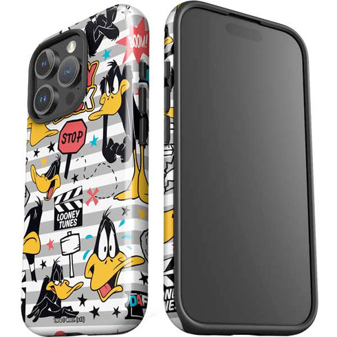 Looney Tunes Daffy Duck Striped Patches iPhone 16 Pro Impact Case
