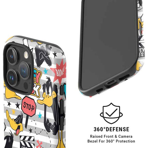 Looney Tunes Daffy Duck Striped Patches iPhone 16 Pro Magsafe Impact Case