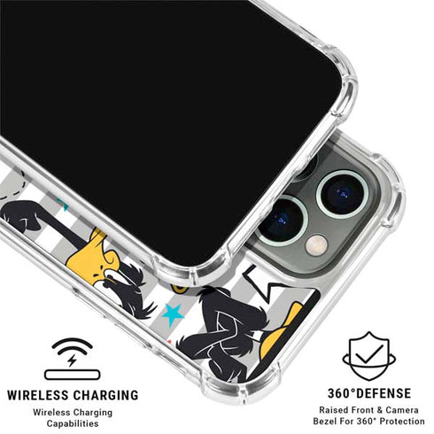 Looney Tunes Daffy Duck Striped Patches iPhone 16 Pro Max Clear Case