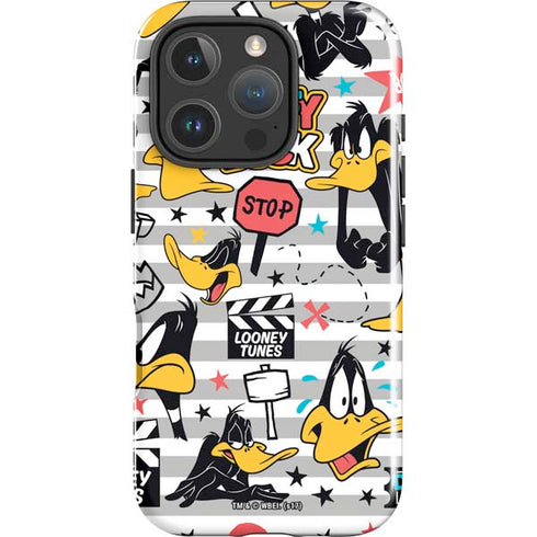 Looney Tunes Daffy Duck Striped Patches iPhone 16 Pro Max Impact Case