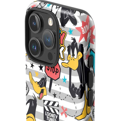 Looney Tunes Daffy Duck Striped Patches iPhone 16 Pro Max Impact Case