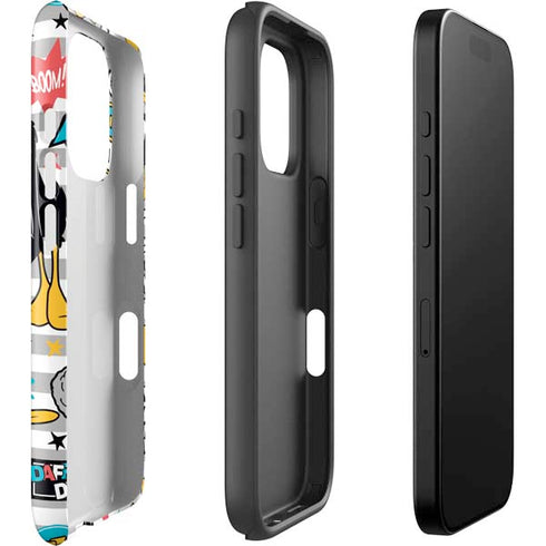 Looney Tunes Daffy Duck Striped Patches iPhone 16 Pro Max Impact Case