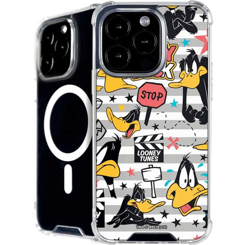 Looney Tunes Daffy Duck Striped Patches iPhone 16 Pro Max MagSafe Case