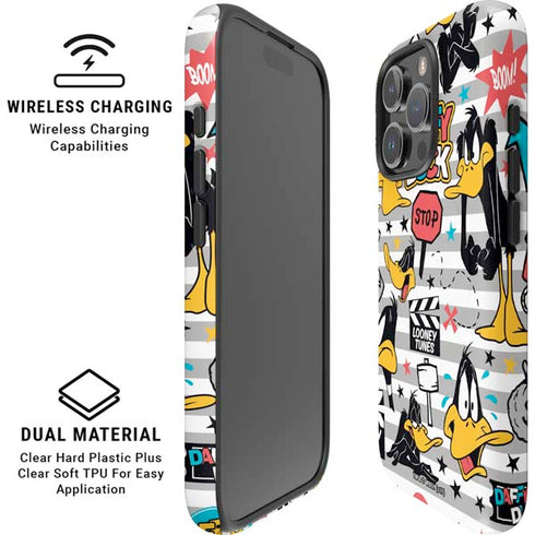 Looney Tunes Daffy Duck Striped Patches iPhone 16 Pro Max Magsafe Impact Case