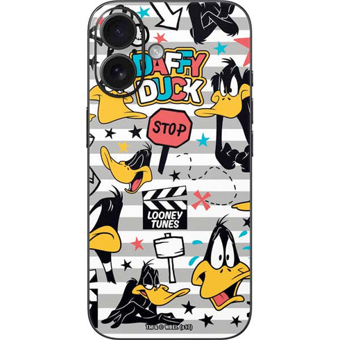 Looney Tunes Daffy Duck Striped Patches iPhone 16 Skin