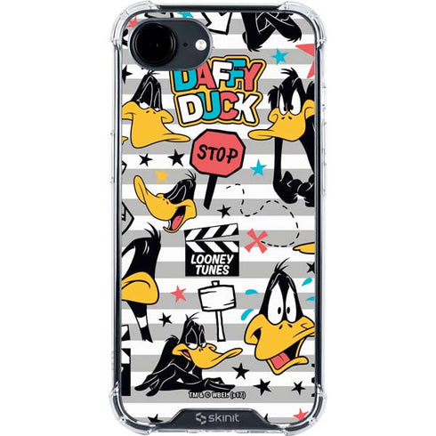 Looney Tunes Daffy Duck Striped Patches iPhone 16e Clear Case