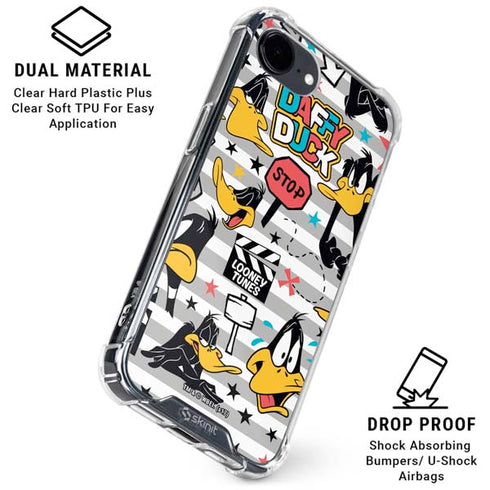 Looney Tunes Daffy Duck Striped Patches iPhone 16e Clear Case