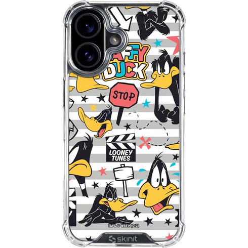 Looney Tunes Daffy Duck Striped Patches iPhone 17 Clear Case