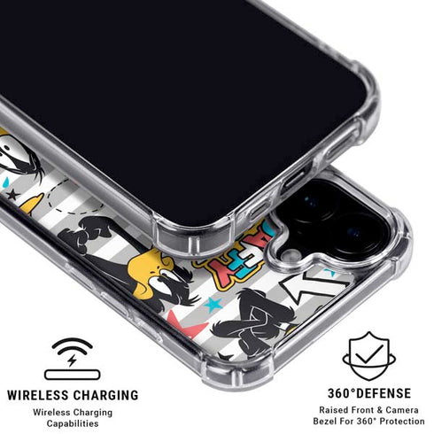 Looney Tunes Daffy Duck Striped Patches iPhone 17 Clear Case