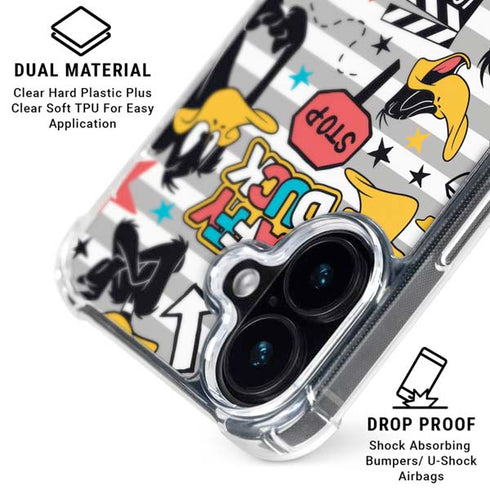 Looney Tunes Daffy Duck Striped Patches iPhone 17 Clear Case