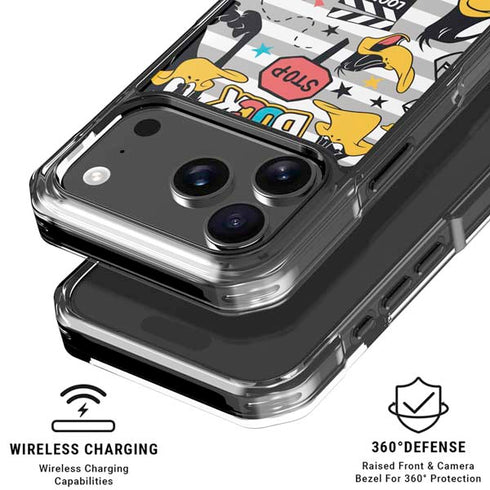 Looney Tunes Daffy Duck Striped Patches iPhone 18 Pro Clear Case