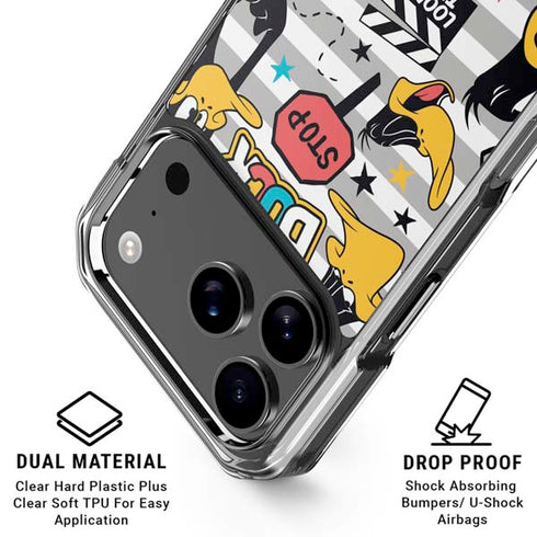 Looney Tunes Daffy Duck Striped Patches iPhone 18 Pro Clear Case