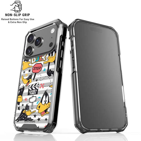 Looney Tunes Daffy Duck Striped Patches iPhone 18 Pro Clear Case