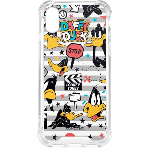 Looney Tunes Daffy Duck Striped Patches iPhone XS Clear Case