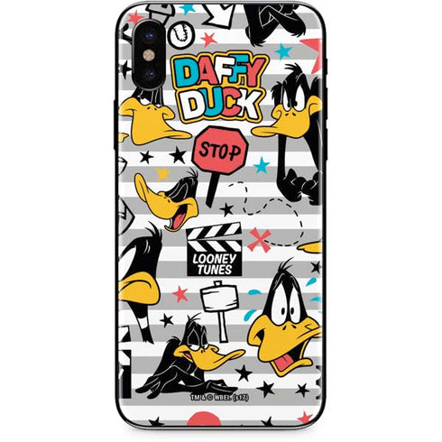 Looney Tunes Daffy Duck Striped Patches iPhone XS Max Skin