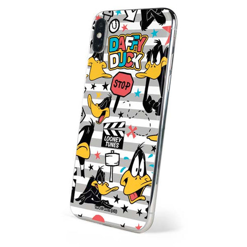 Looney Tunes Daffy Duck Striped Patches iPhone XS Skin