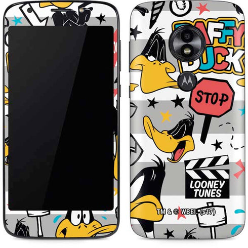 Looney Tunes Daffy Duck Striped Patches Moto E5 Play Skin