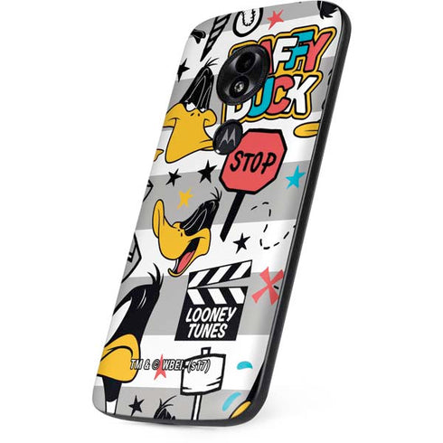 Looney Tunes Daffy Duck Striped Patches Moto E5 Play Skin
