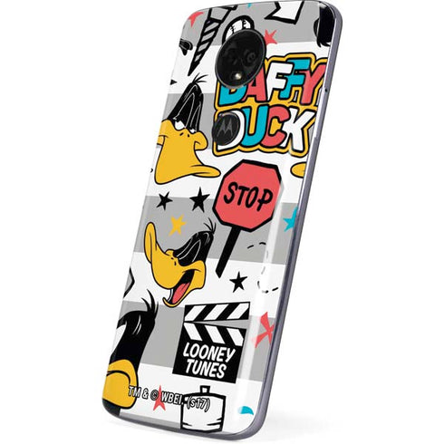 Looney Tunes Daffy Duck Striped Patches Moto E5 Plus Skin