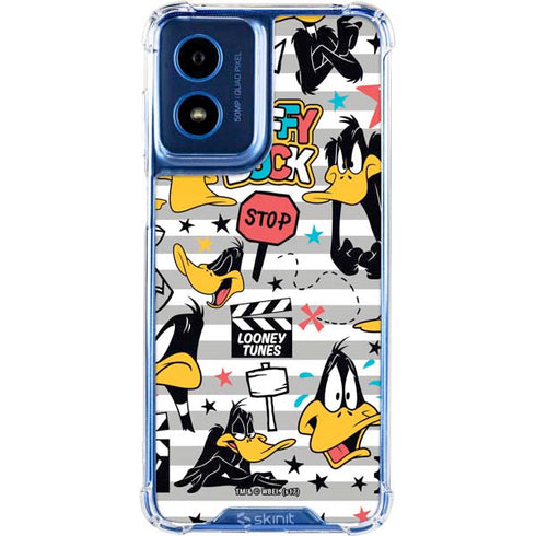 Looney Tunes Daffy Duck Striped Patches Moto G Play 4G (2024) Clear Case