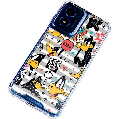 Looney Tunes Daffy Duck Striped Patches Moto G Play 4G (2024) Clear Case
