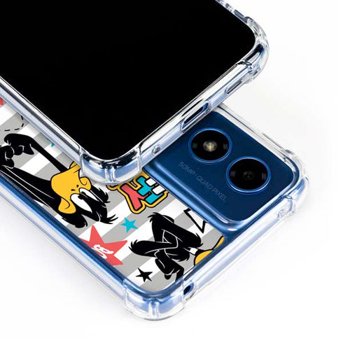 Looney Tunes Daffy Duck Striped Patches Moto G Play 4G (2024) Clear Case