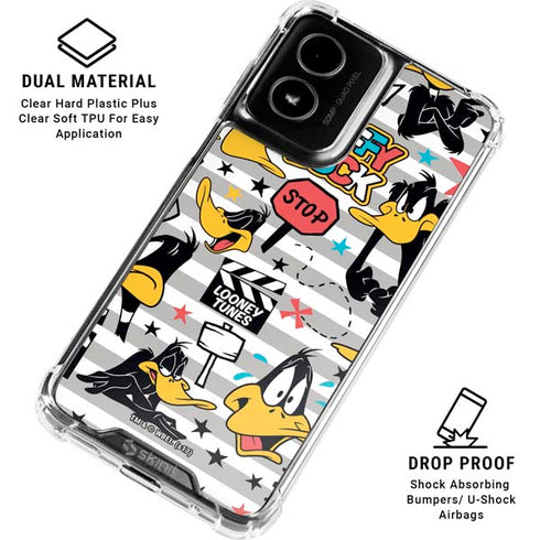 Looney Tunes Daffy Duck Striped Patches Moto G Power 5G (2024) Clear Case