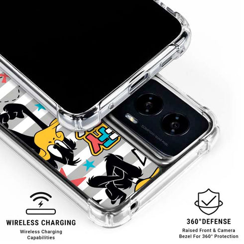 Looney Tunes Daffy Duck Striped Patches Moto G Power 5G (2024) Clear Case