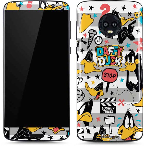 Looney Tunes Daffy Duck Striped Patches Moto G6 Skin