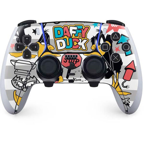 Looney Tunes Daffy Duck Striped Patches PS5 DualSense Edge Pro Controller Skin